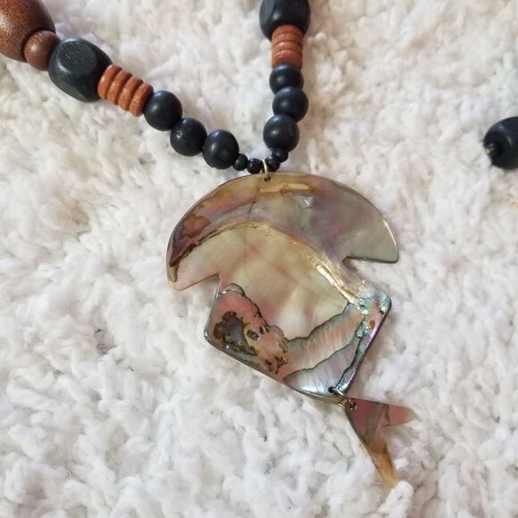 Wood Bead Necklace + Earring Set - Picture 5 of 7